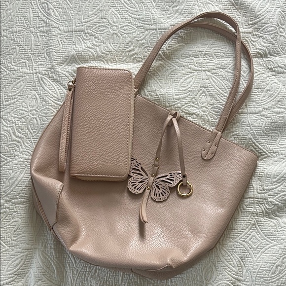 Blush pink tote bagmatching wallet